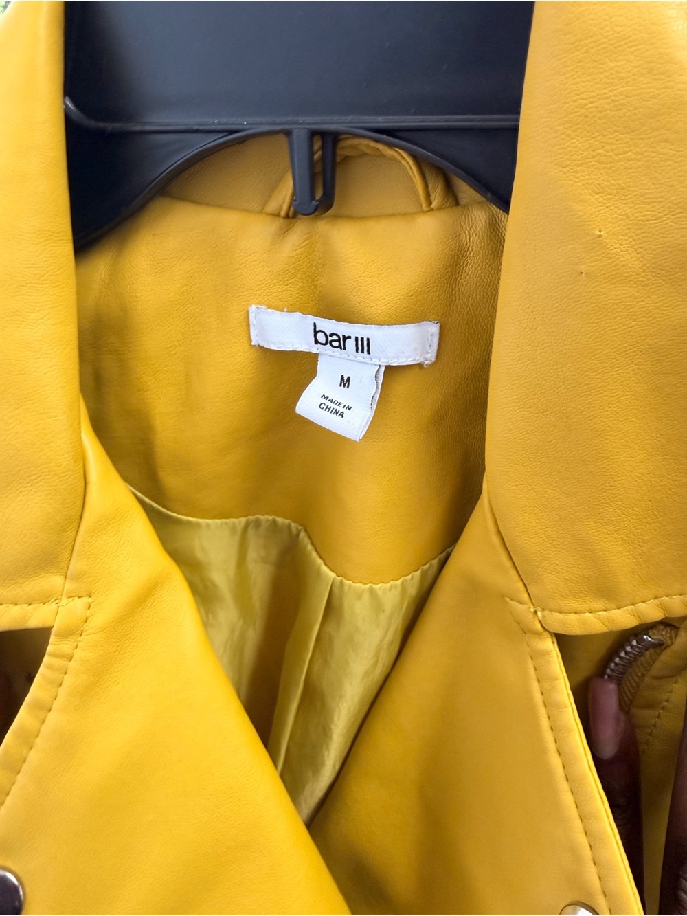 Bar III Mustard Yellow Faux Leather Moto Jacket - Picture 5 of 7